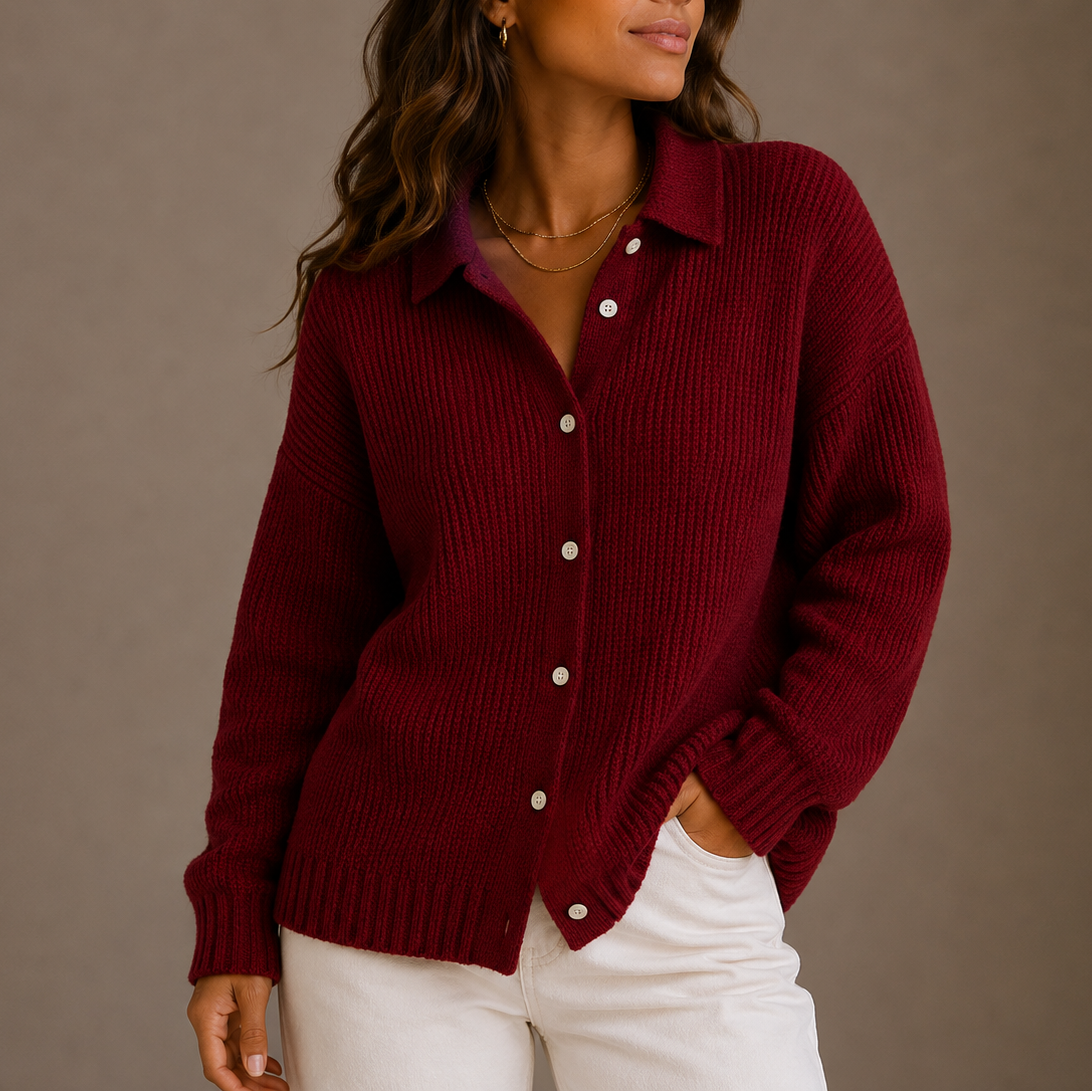 Collared Button Up Knit Cardigan