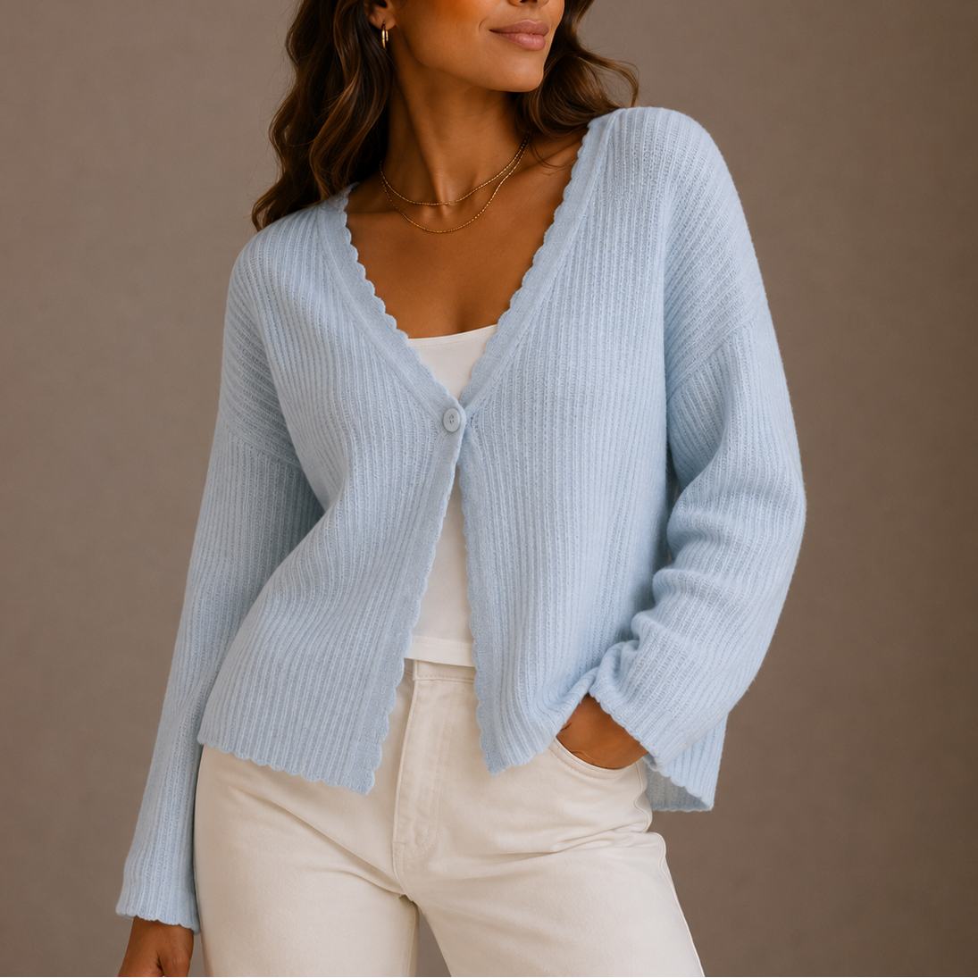 Lightweight V-Neck Button Knit Cardigan