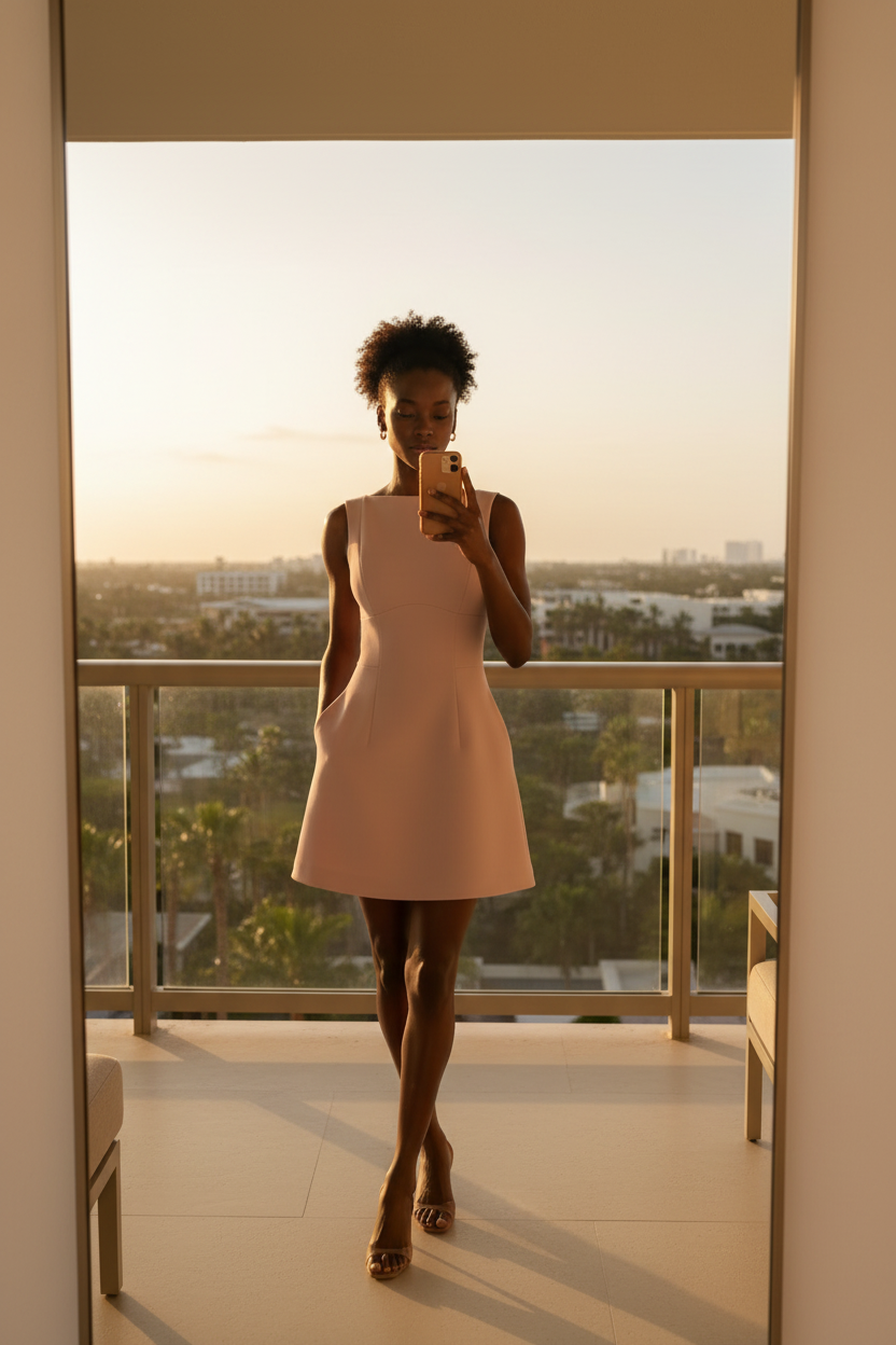 Boat Neck A-Line Mini Dress