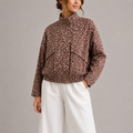 Polka Dot Cropped Bomber Jacket