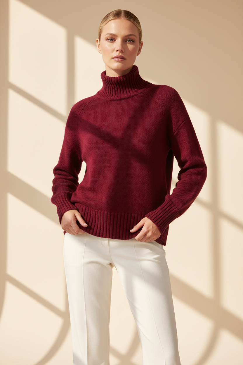 Oversized Turtleneck Knit Sweater