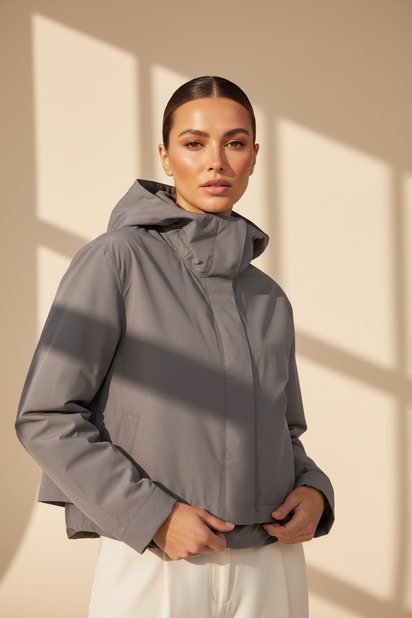Cropped Hooded Utility Jacket