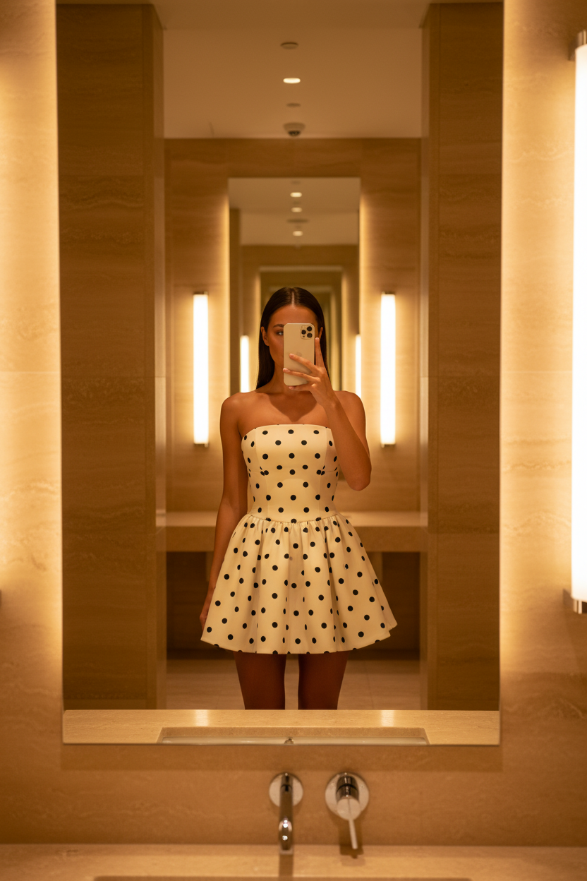 Polka Dot Bandeau Mini Dress