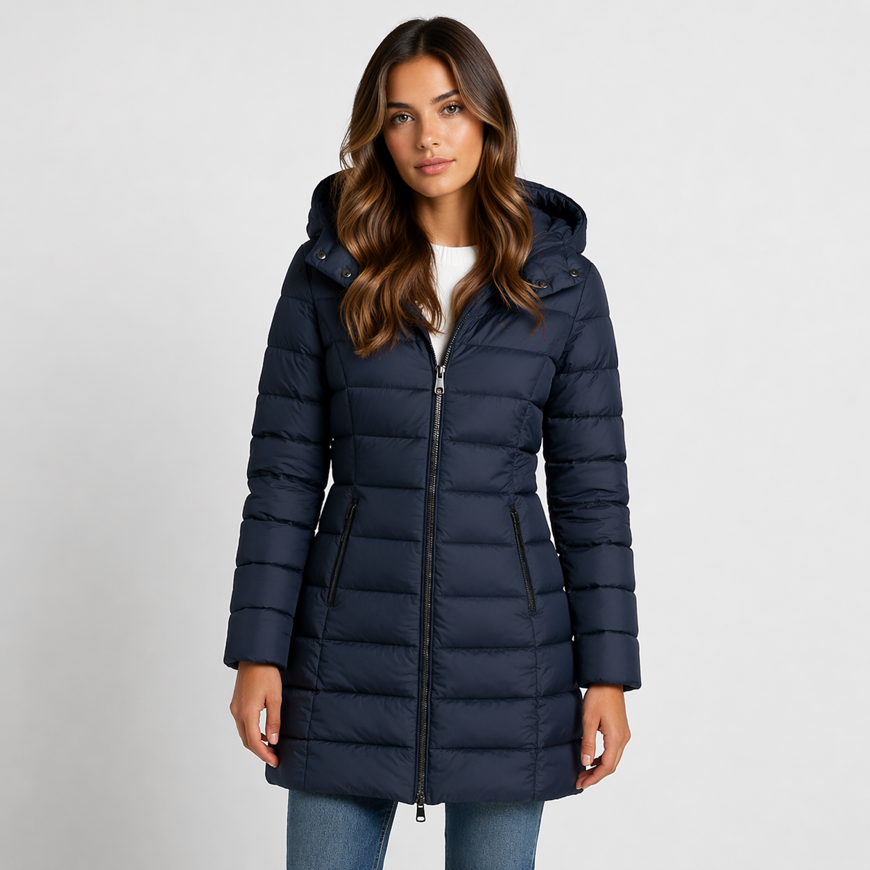 Hooded Longline Quilted Puffer Jacket