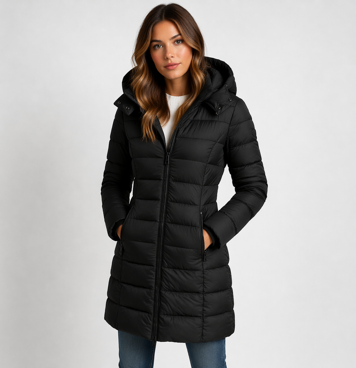 Hooded Longline Quilted Puffer Jacket