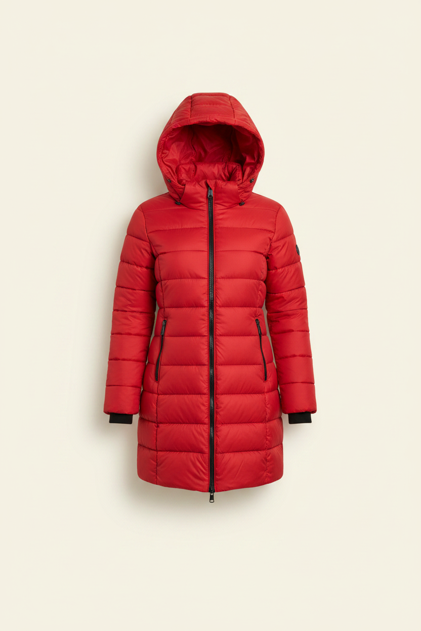 Hooded Longline Quilted Puffer Jacket