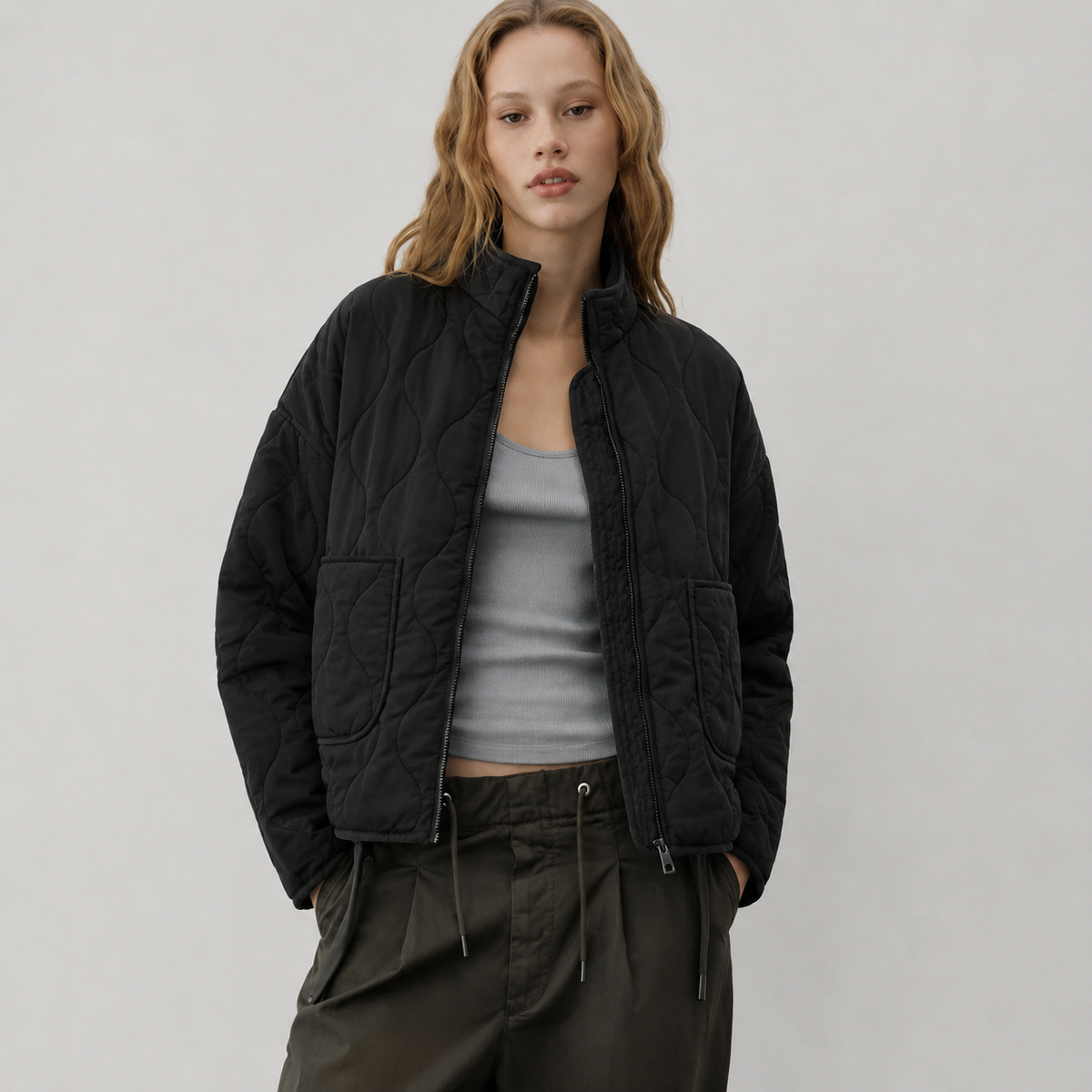 Quilted Stand Collar Jacket