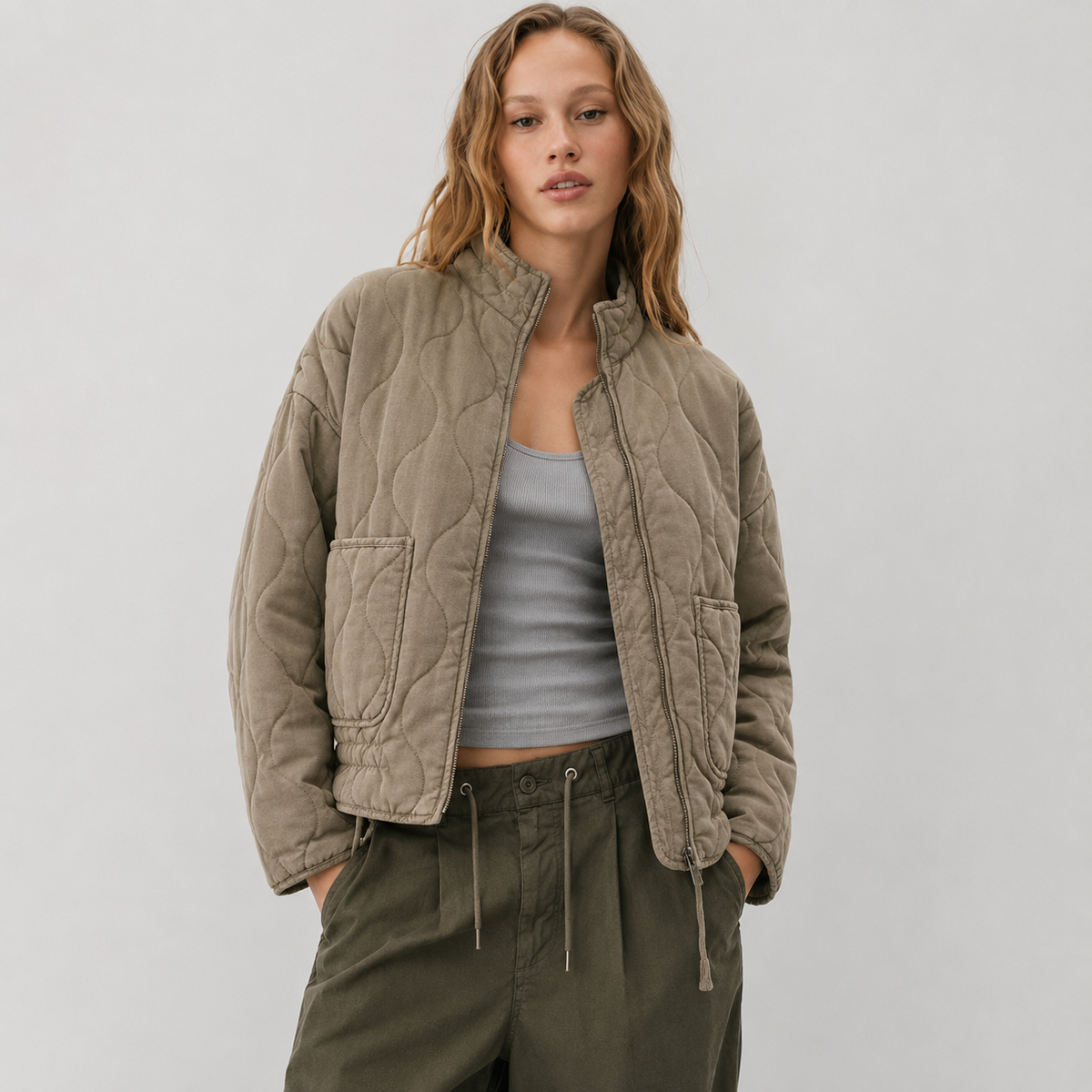 Quilted Stand Collar Jacket