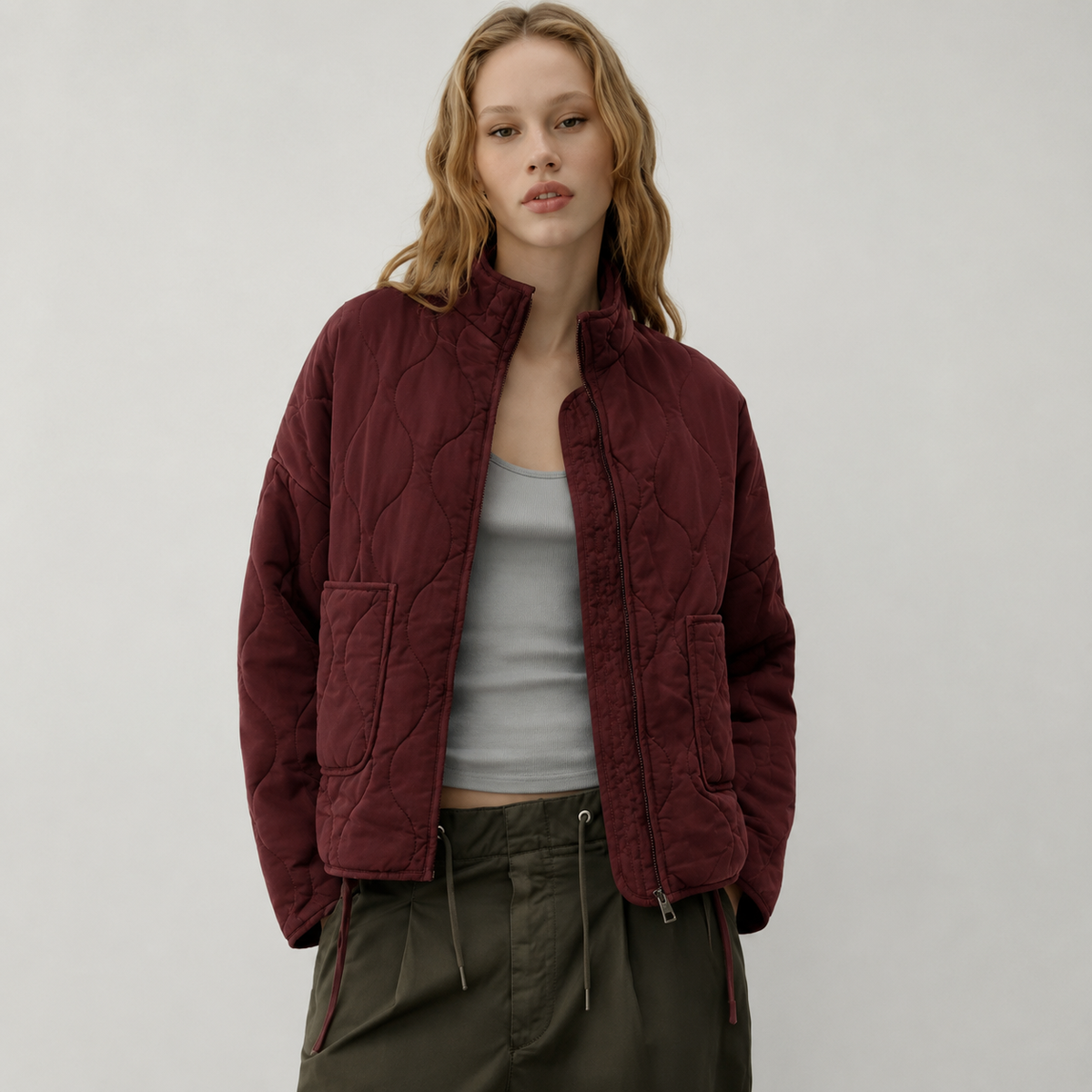 Quilted Stand Collar Jacket