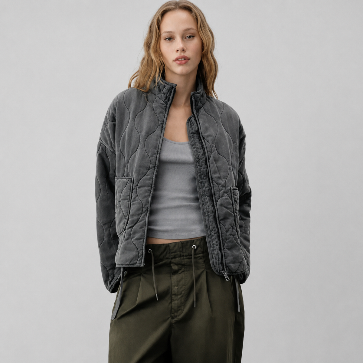 Quilted Stand Collar Jacket