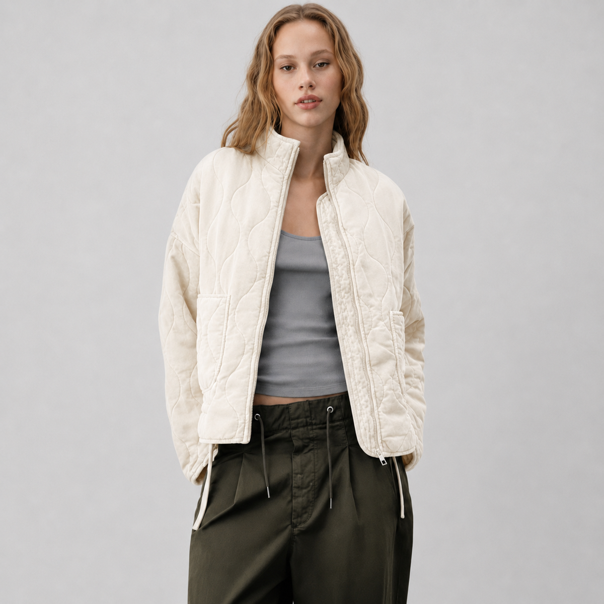 Quilted Stand Collar Jacket