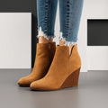 Suede Wedge Heel Ankle Boots