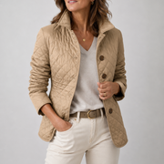Classic Diamond Quilted Jacket with Check Cuff Lining