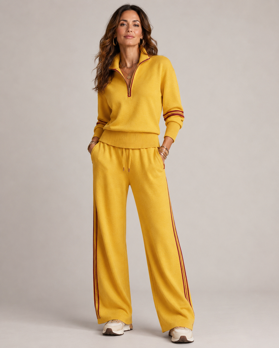 Quarter Zip Knit Wide Leg Set