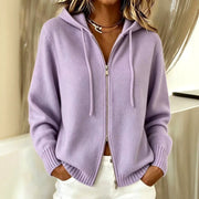 Cosy Zip Up Hooded Cardigan with Drawstring Hood