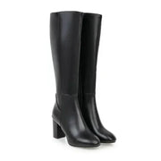 Women's Block Heel Knee-High Boots with Side Zip