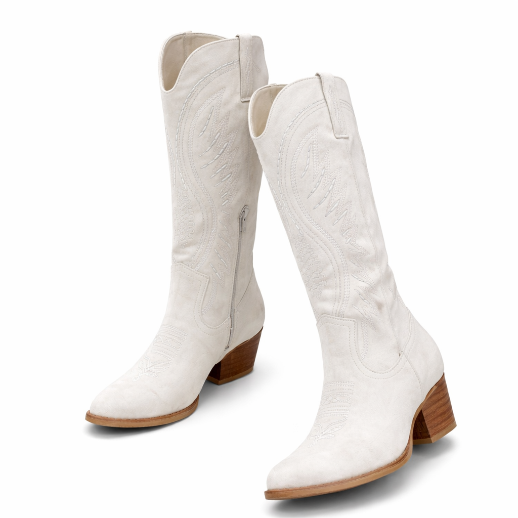 Embroidered Suede Western Cowboy Boots