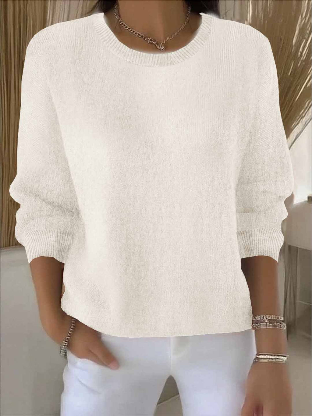 Relaxed Long Sleeve Knit Sweater