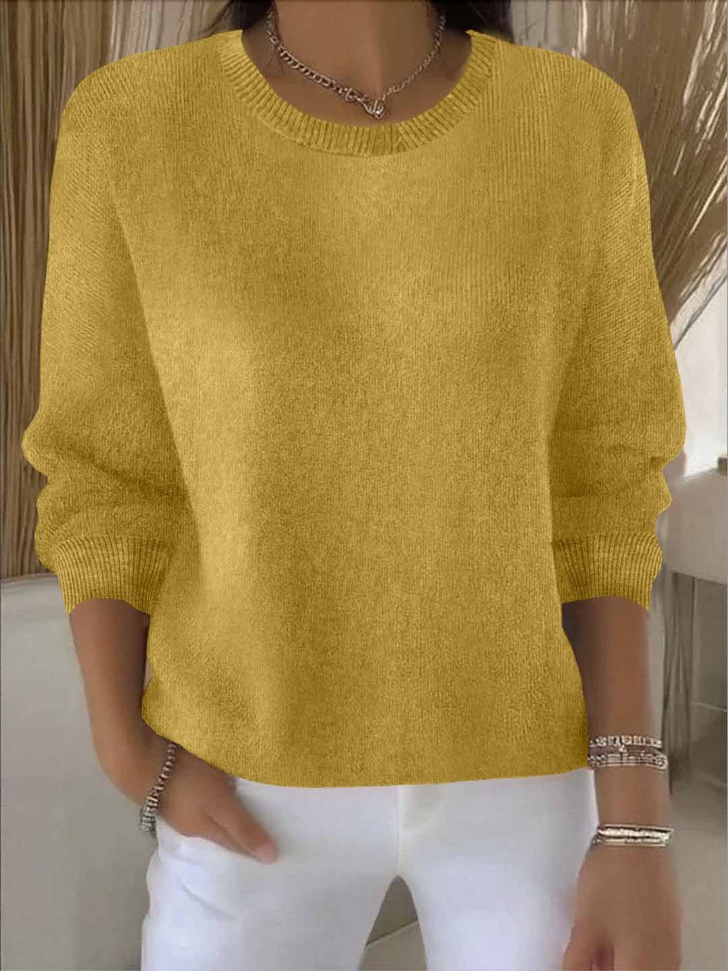 Relaxed Long Sleeve Knit Sweater