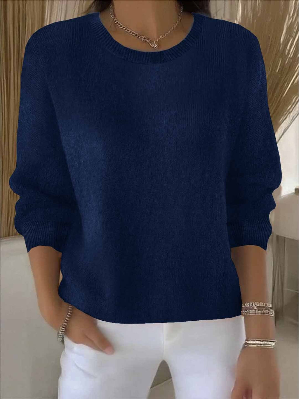 Relaxed Long Sleeve Knit Sweater