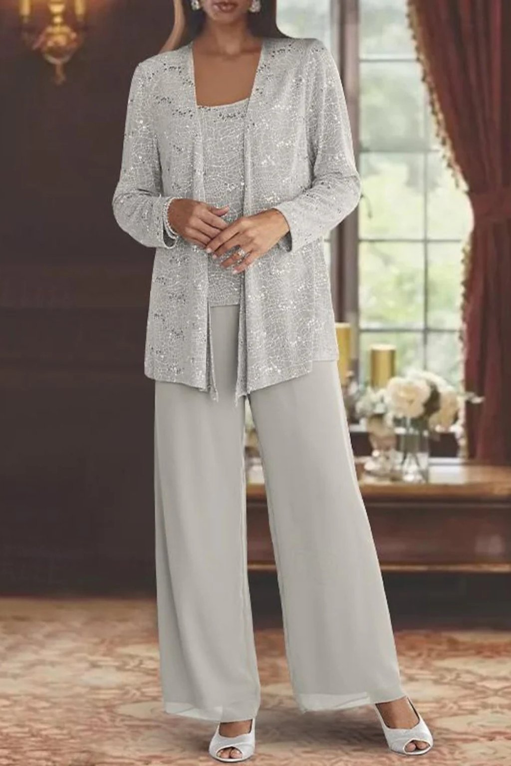 Glamorous and Radiant Sequin Three-Piece Set