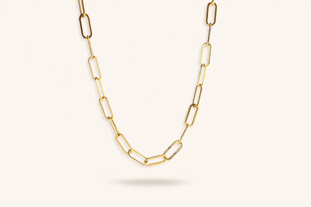 Paperclip Chain Necklace | Gold-Plated | Ivory Nova
