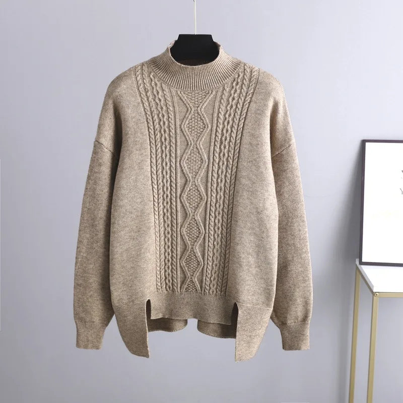 Women's Cable Knit Loungewear Set with Ribbed Trim