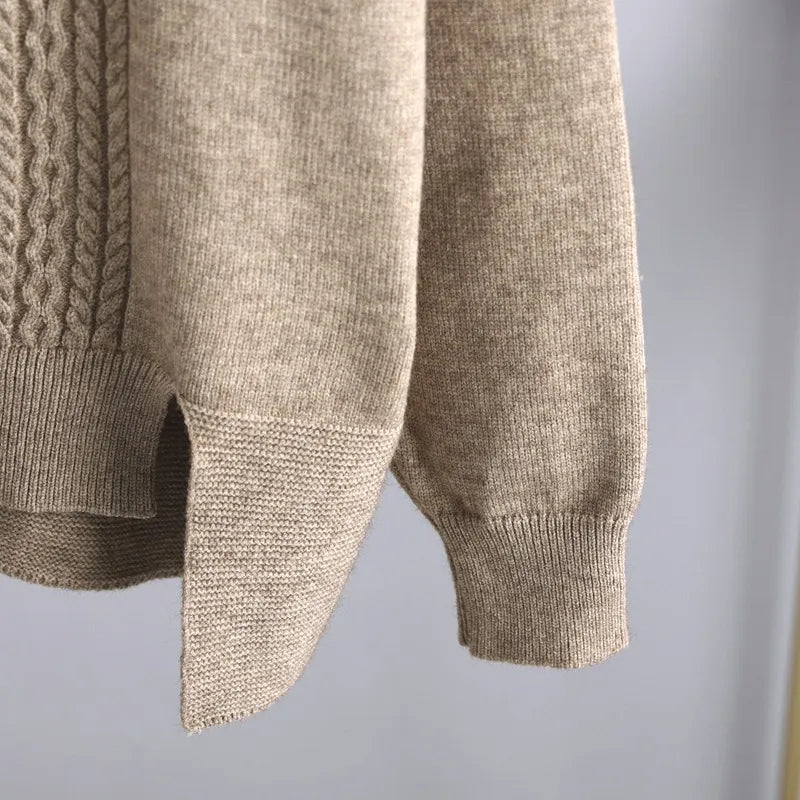 Women's Cable Knit Loungewear Set with Ribbed Trim