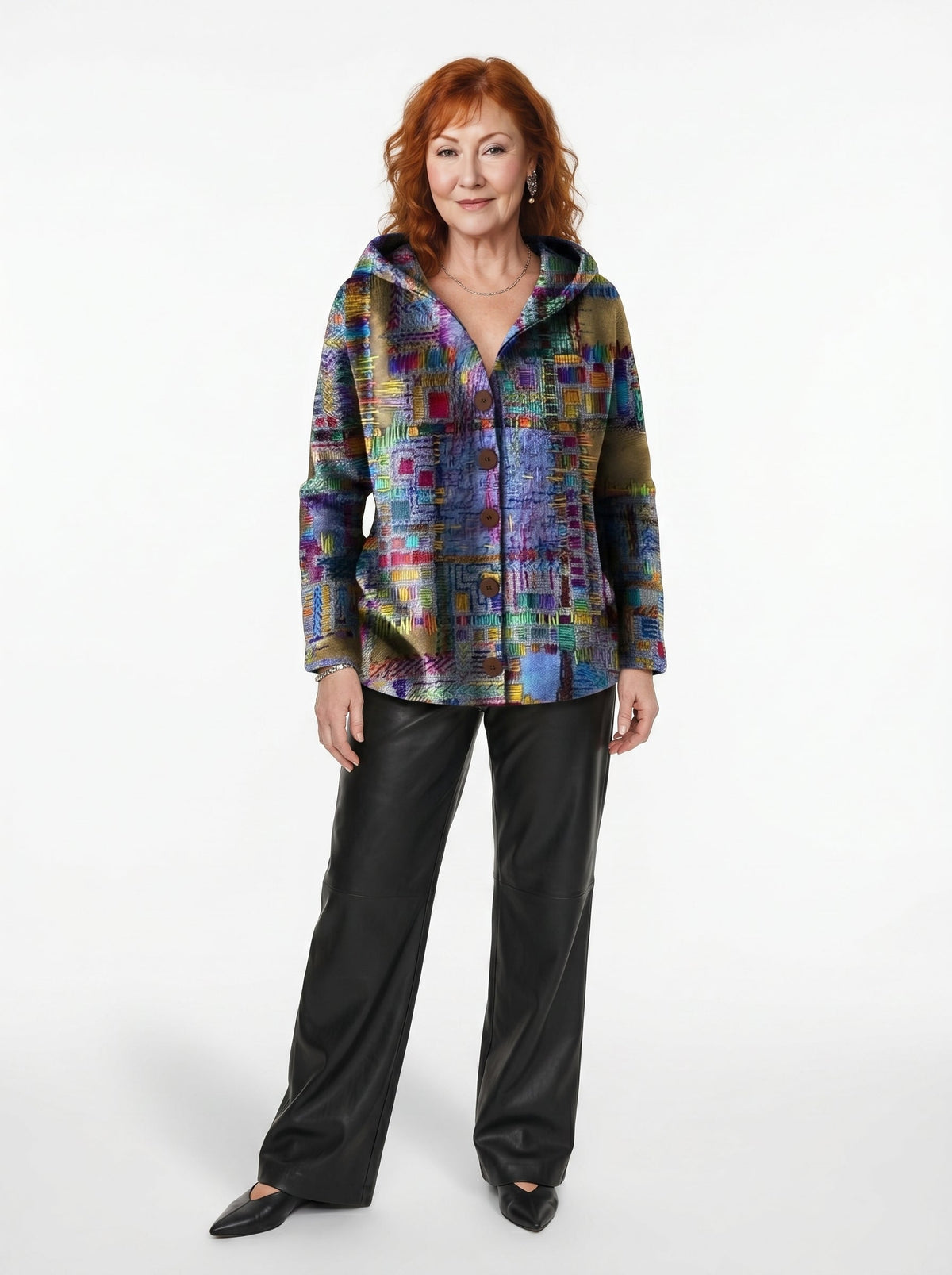Elegant Printed Button Cardigan
