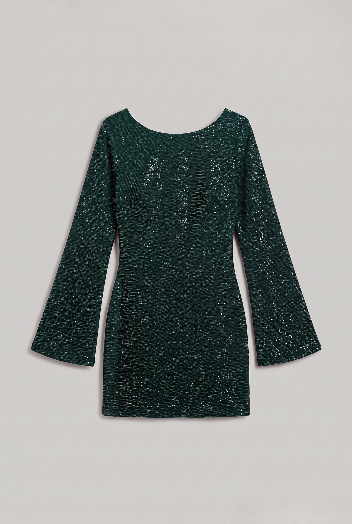 Women’s Mini Glitter Dress Bell Sleeve Open Back