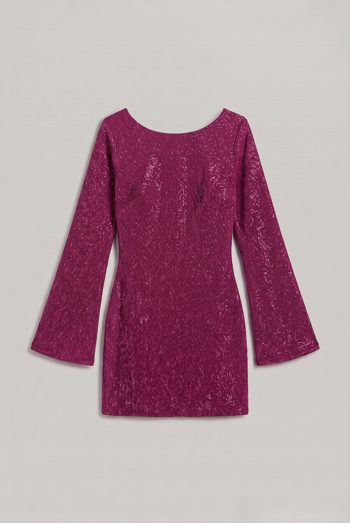 Women’s Mini Glitter Dress Bell Sleeve Open Back
