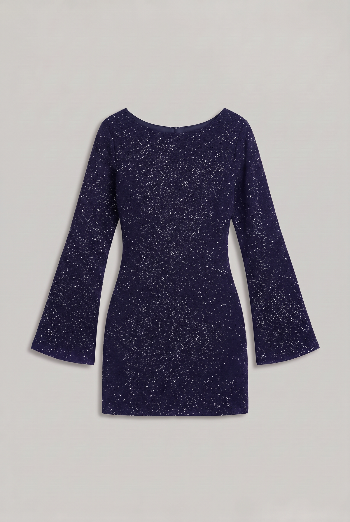 Women’s Mini Glitter Dress Bell Sleeve Open Back