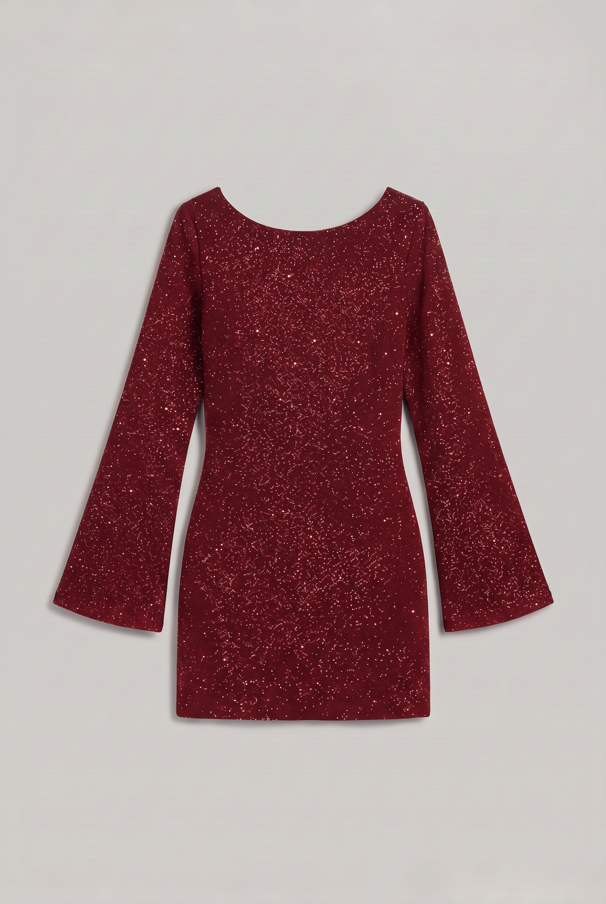 Women’s Mini Glitter Dress Bell Sleeve Open Back