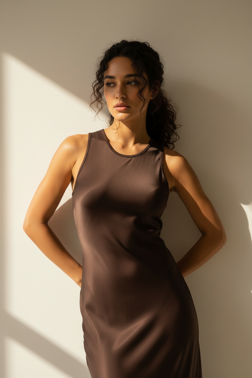 Halter Neck Satin Maxi Dress