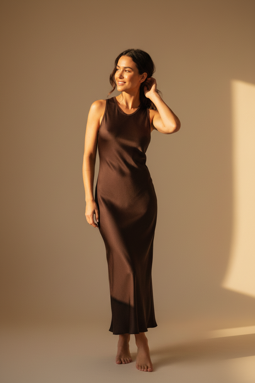 Halter Neck Satin Maxi Dress