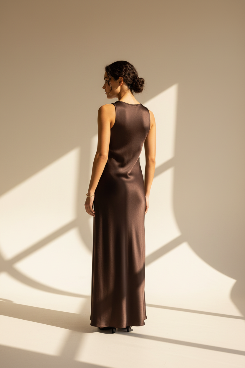 Halter Neck Satin Maxi Dress