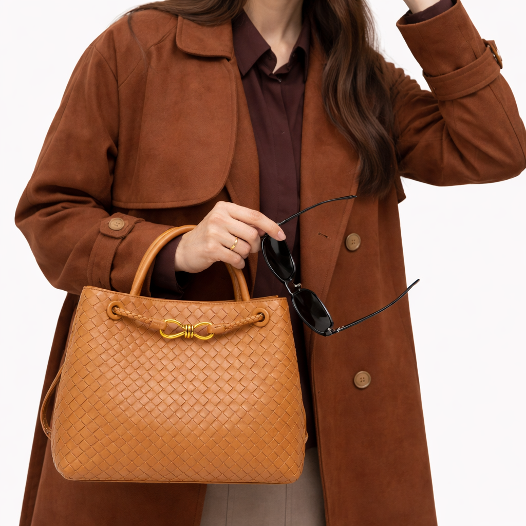 Woven Vegan Leather Tote Bag