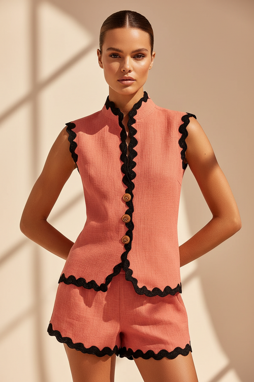 Contrast Trim Shorts Co-Ord Set