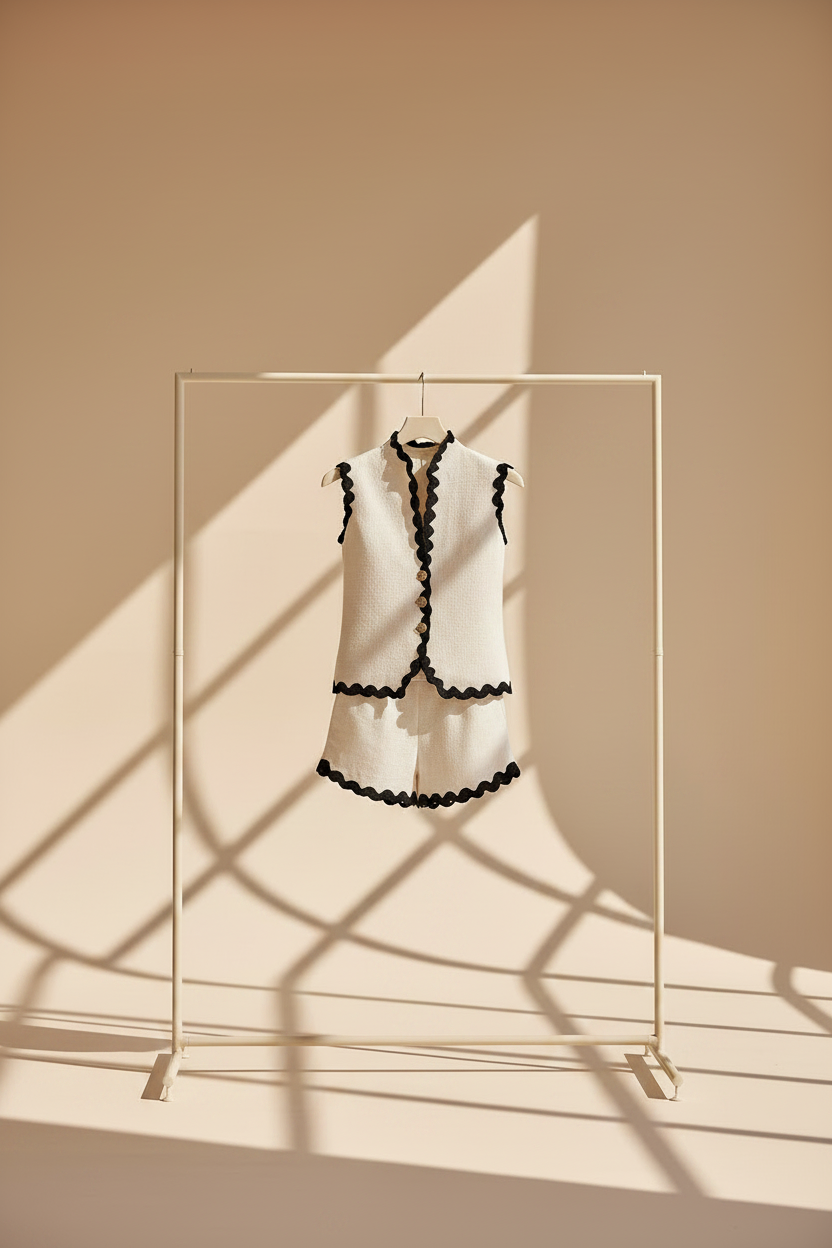 Contrast Trim Shorts Co-Ord Set
