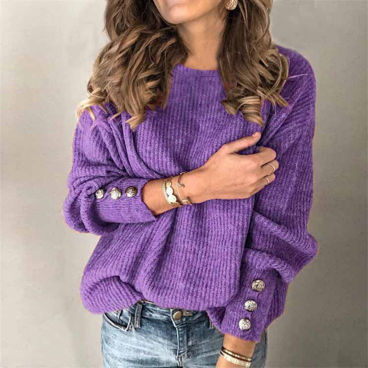 Relaxed-Fit Crew Neck Knit Sweater