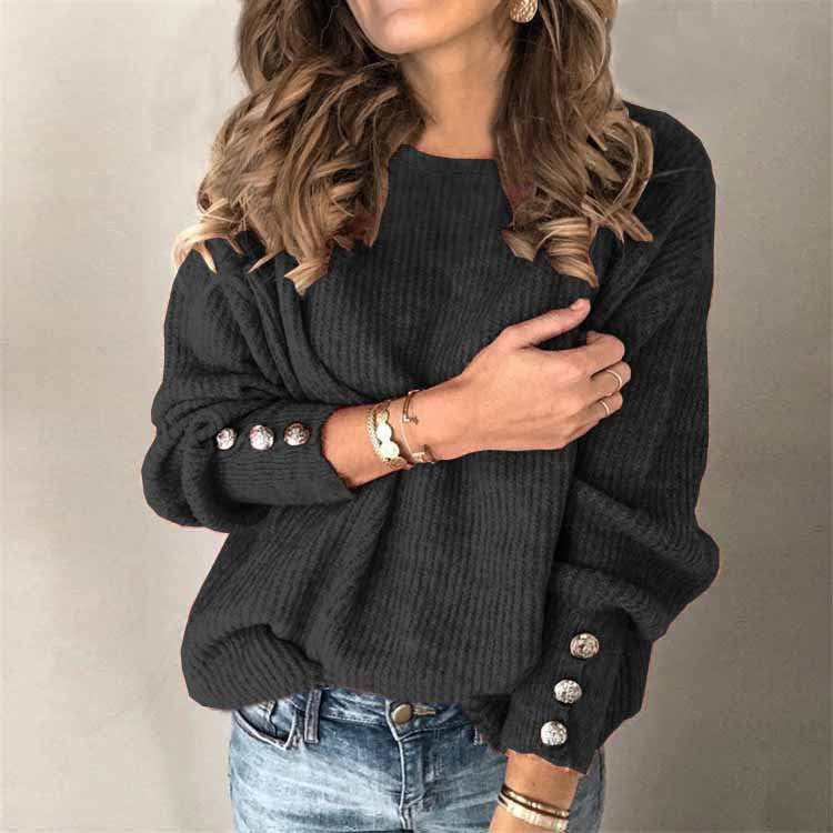 Relaxed-Fit Crew Neck Knit Sweater