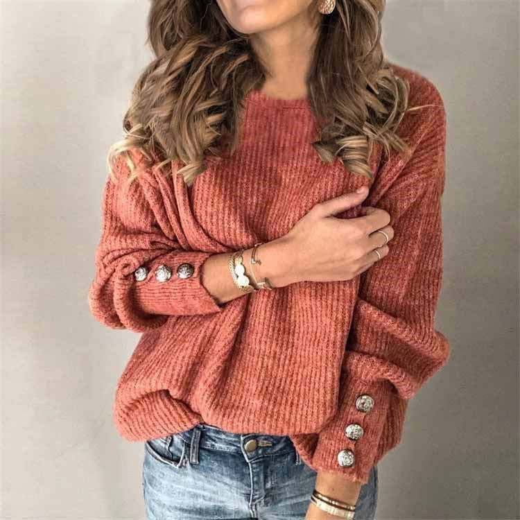 Relaxed-Fit Crew Neck Knit Sweater