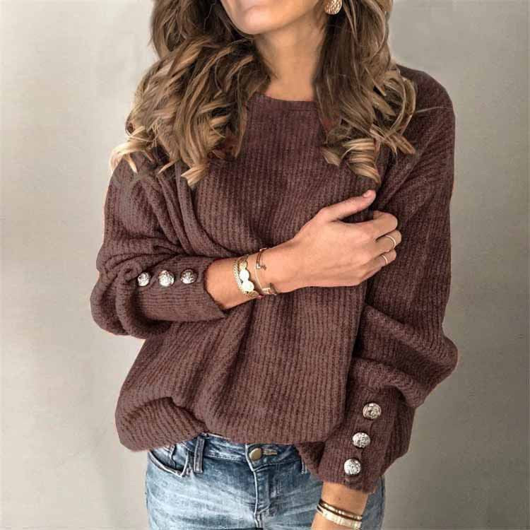 Relaxed-Fit Crew Neck Knit Sweater