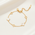 White Shell Clover Bracelet | Gold-Plated