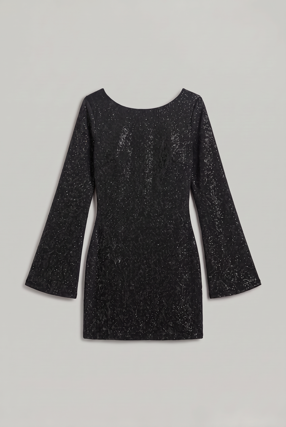 Women’s Mini Glitter Dress Bell Sleeve Open Back