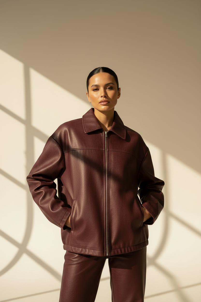 Oversized Faux Leather Jacket
