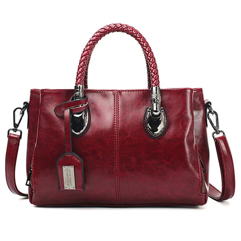 Women's Structured Tote Bag with Braided Handles
