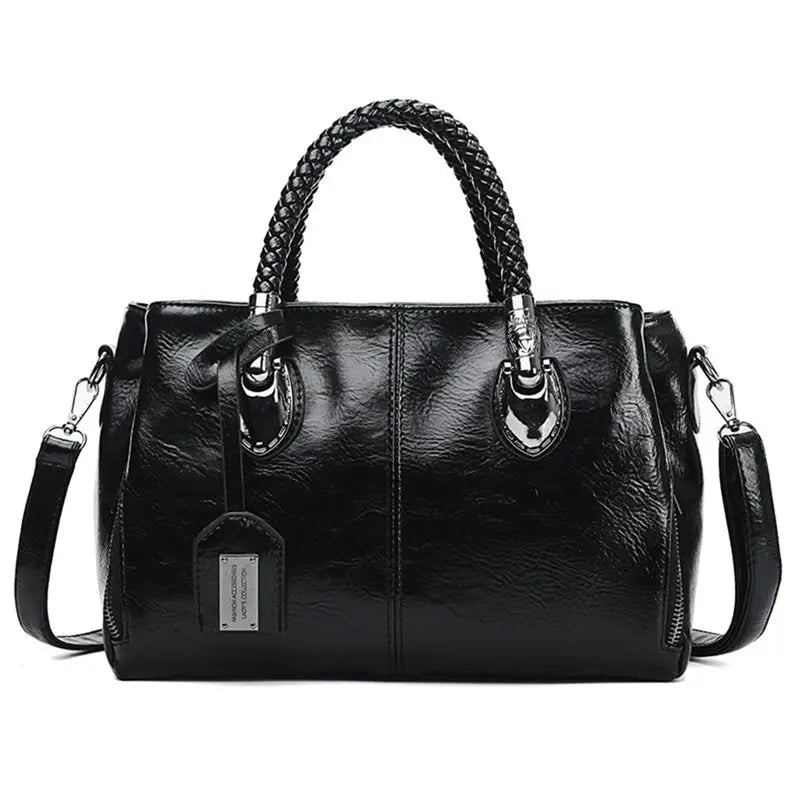 Women's Structured Tote Bag with Braided Handles