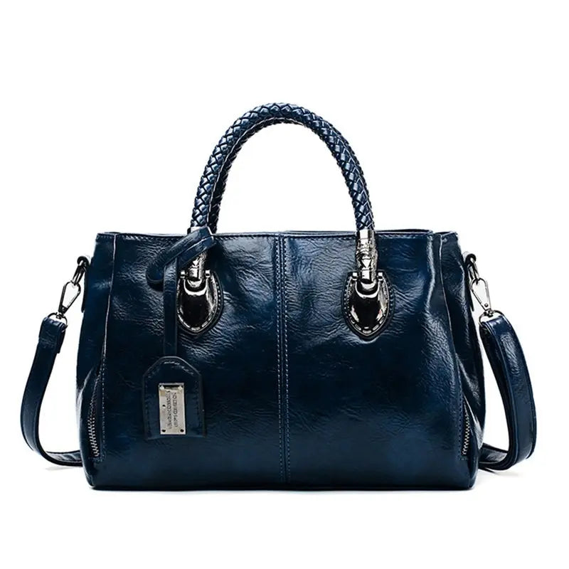 Women's Structured Tote Bag with Braided Handles