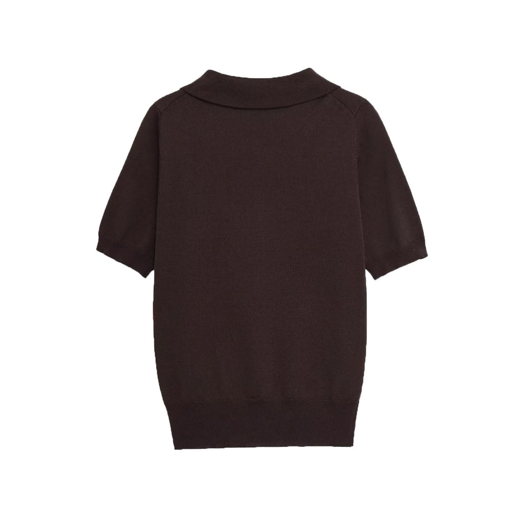 Button Front Fitted Knit Top